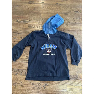 Disney Mickey The One and Only Pull Over Denim Hoodie Boys Medium